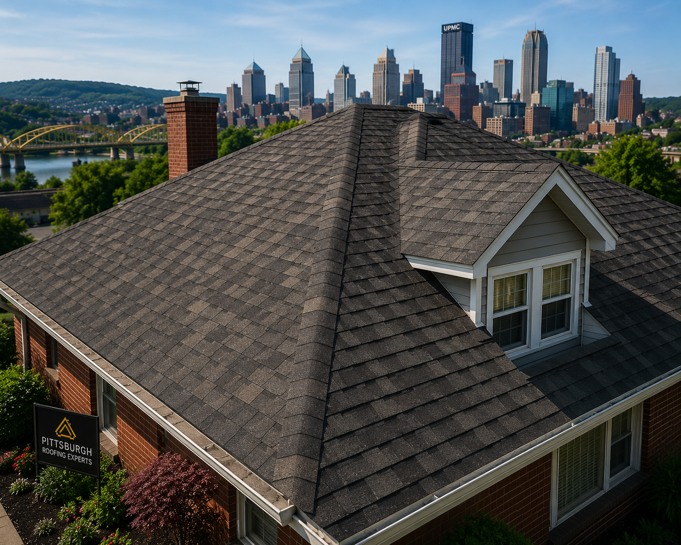 New architectural shingle roof installed on a Pittsburgh home showing dimensional texture
